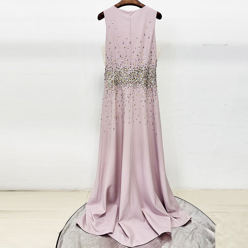 Pink Sleeveless Vest Maxi Dress