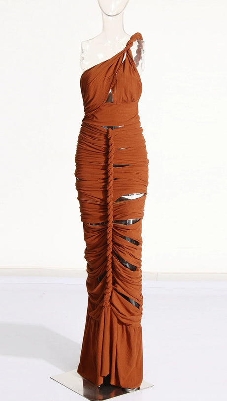 TAMMY BROWN TWISTED CUTOUT MAXI DRESS
