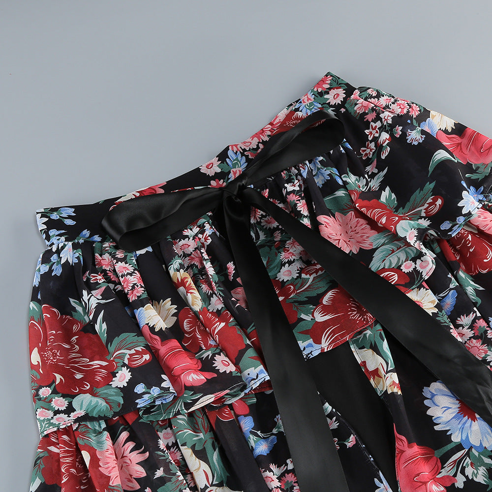 AIIZIE CARLIN FLORAL PRINT CUTOUT LAYER MAXI DRESS - product image