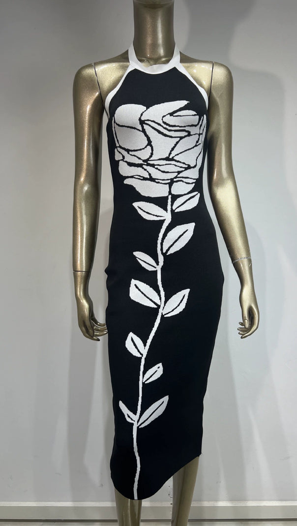 AIIZIE BRIDGET FLORAL JACQUARD OPEN BACK MIDI DRESS - product image