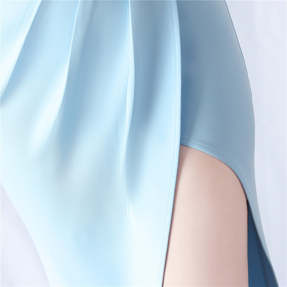 AIIZIE DEBBY BLUE ONE SHOULDER FLOWER CUT OUT SLIT MAXI DRESS - product image