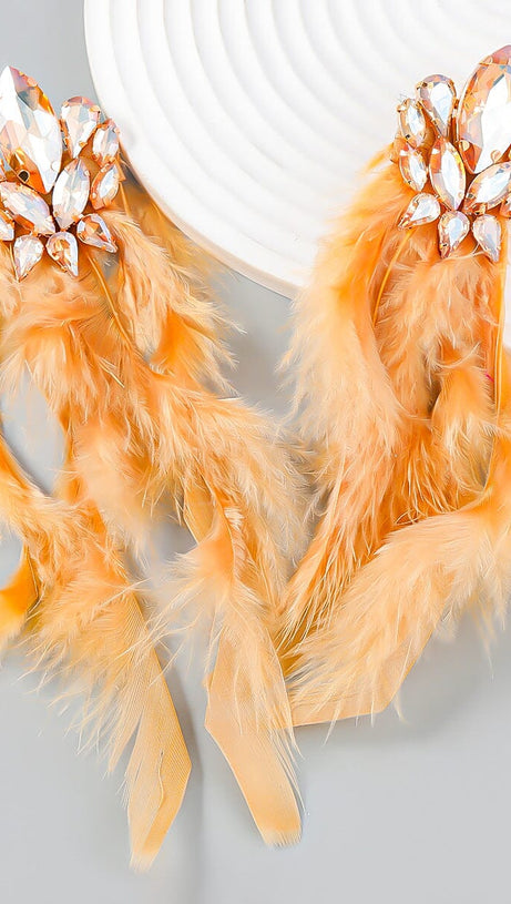 RHINESTONE FEATHER EARRINGS