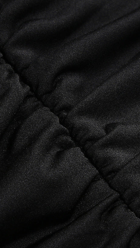 CRYSTAL-EMBELLISHED CUTOUT BLACK MINI DRESS