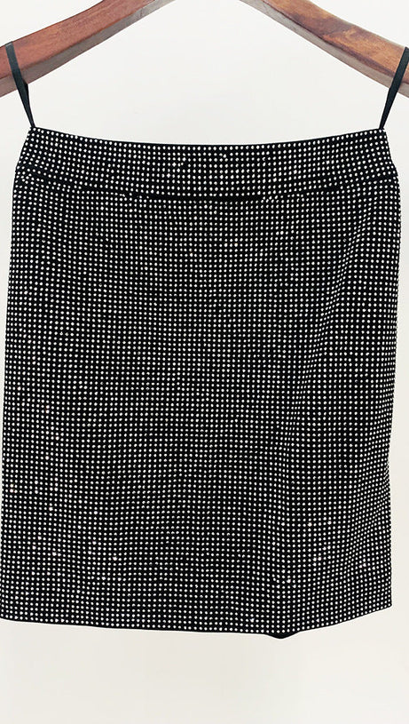 PATCHWORK RHINESTONE SKIRT IN BLACK