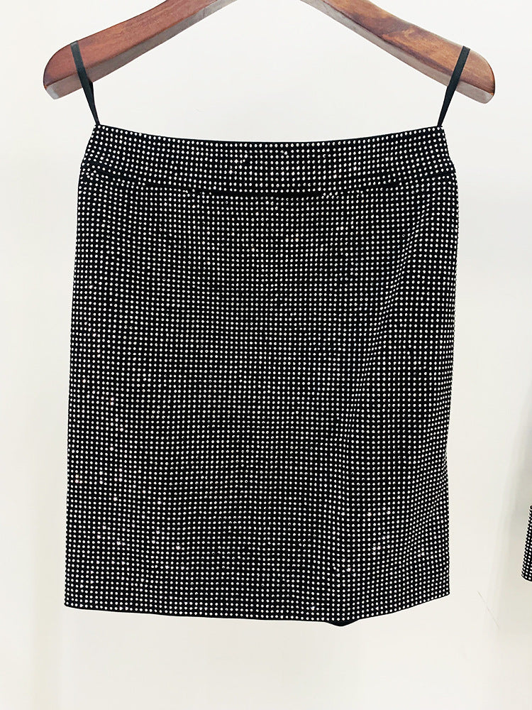 AIIZIE PATCHWORK RHINESTONE SKIRT IN BLACK - product image