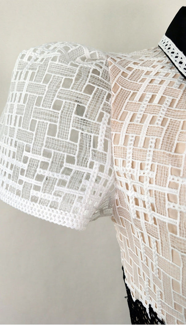 AIIZIE POKER PATTERNS EMBELLISHED MIDI DRESS IN WHITE - product image