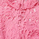 TARA PINK LACE EMBROIDERED LONG SLEEVE MIDI DRESS