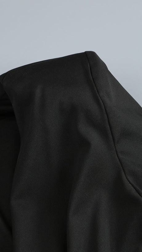 BERNICE LONG SLEEVE DRAPED EMBELLISHED MAXI DRESS IN BLACK