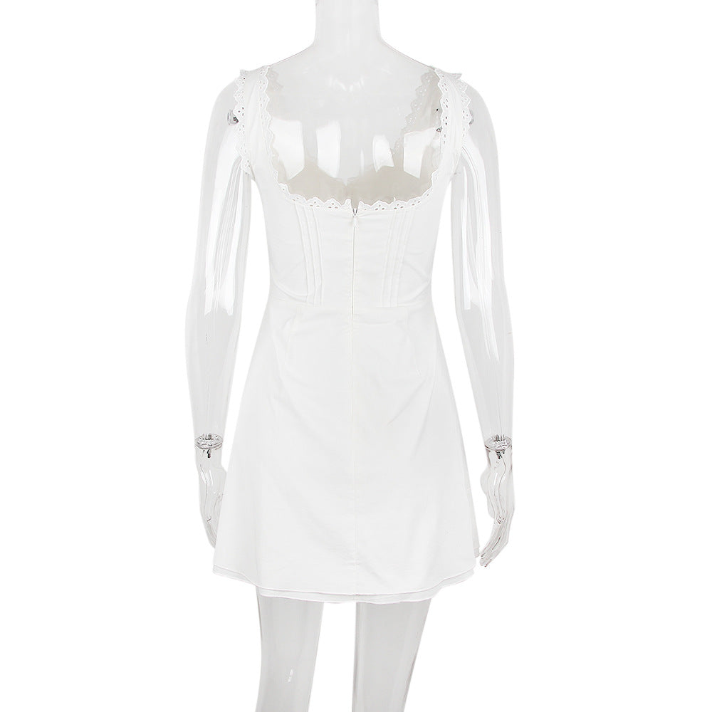 AIIZIE WHITE PIN TUCK MINI DRESS - product image