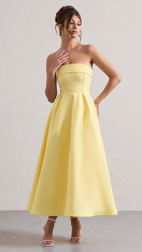 white bandeau midi dress