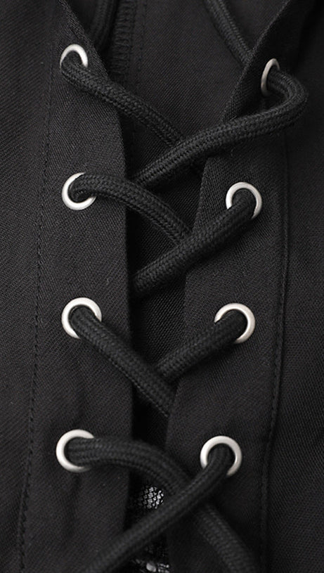 Melany – Durchsichtiges Schnürhemd in Schwarz