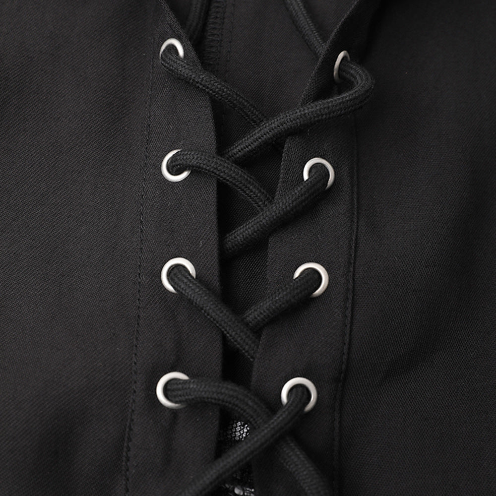 AIIZIE MELANY SEE THROUGH LACE UP SHIRT IN BLACK - product image
