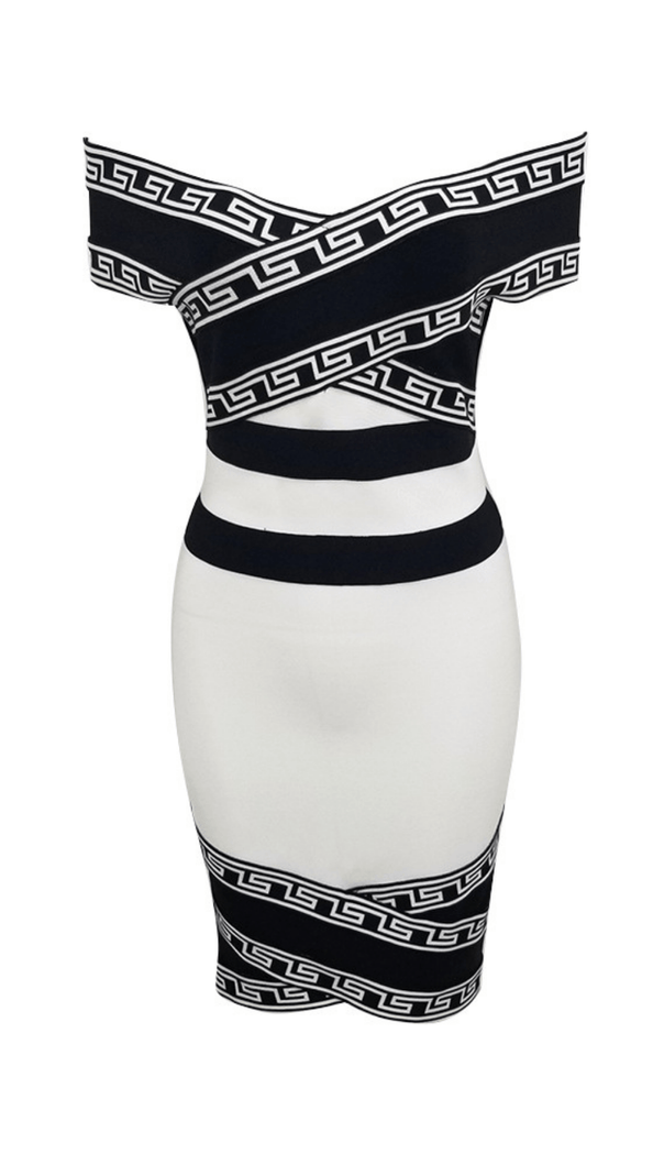 AIIZIE OFF SHOULDER BANDAGE MIDI DRESS - product image