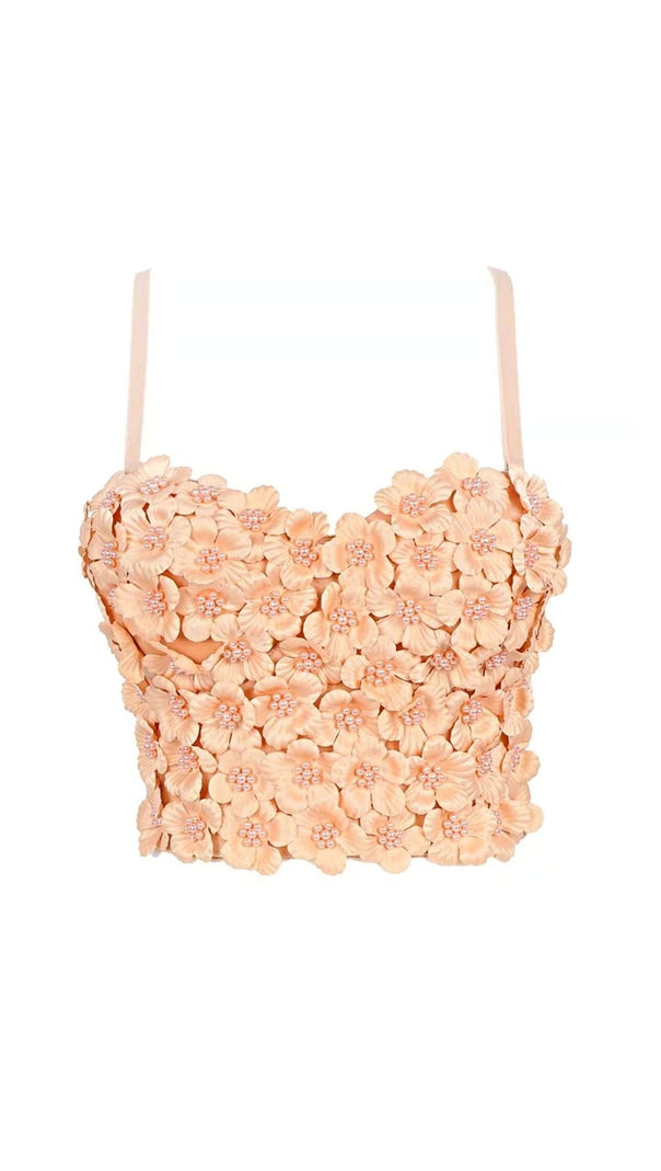 AIIZIE OLSC KHAKAI FLOWER CORSET TOP - product image