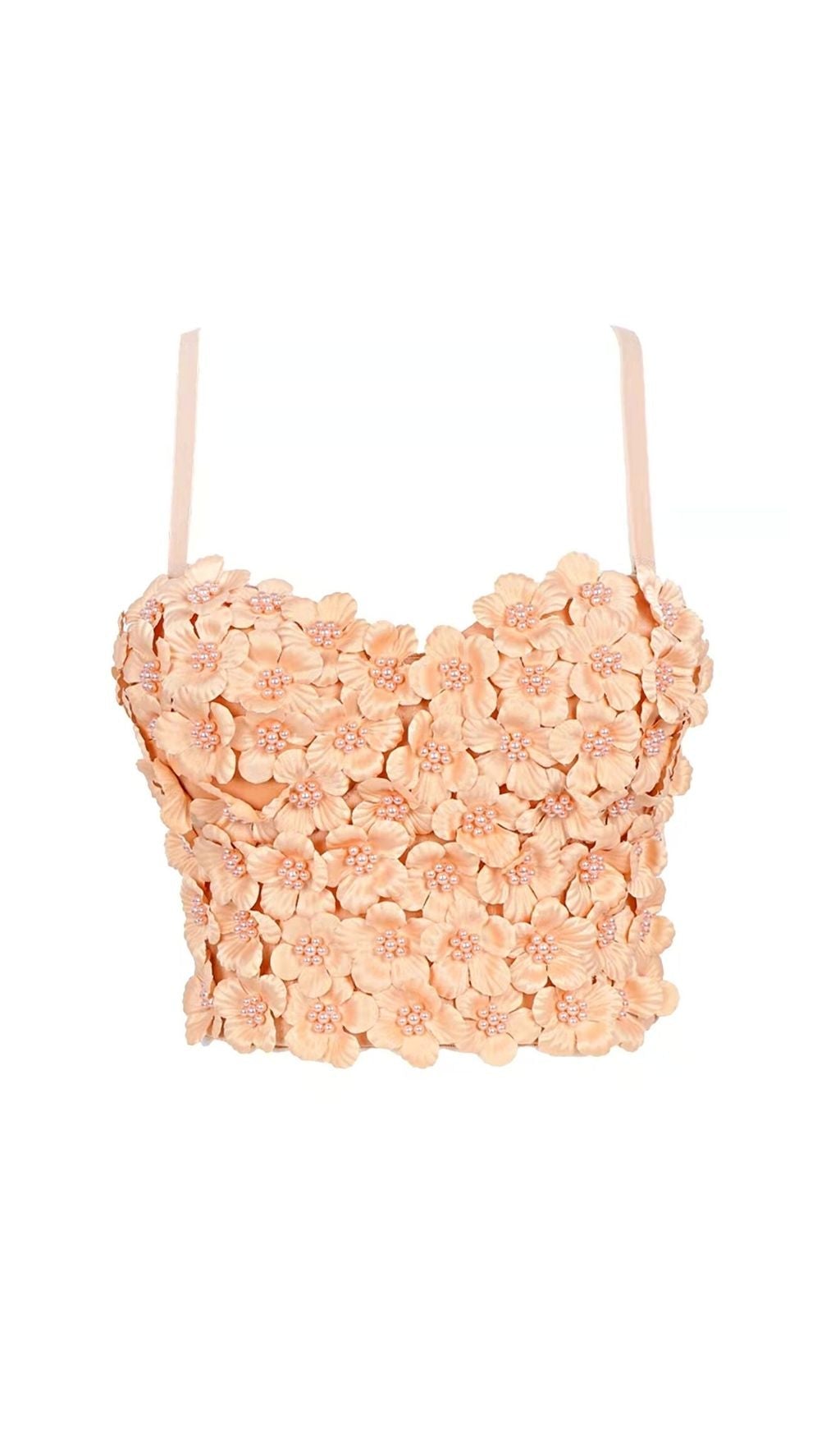 TOP CORSETTO CON FIORI IN CACHI OLSC