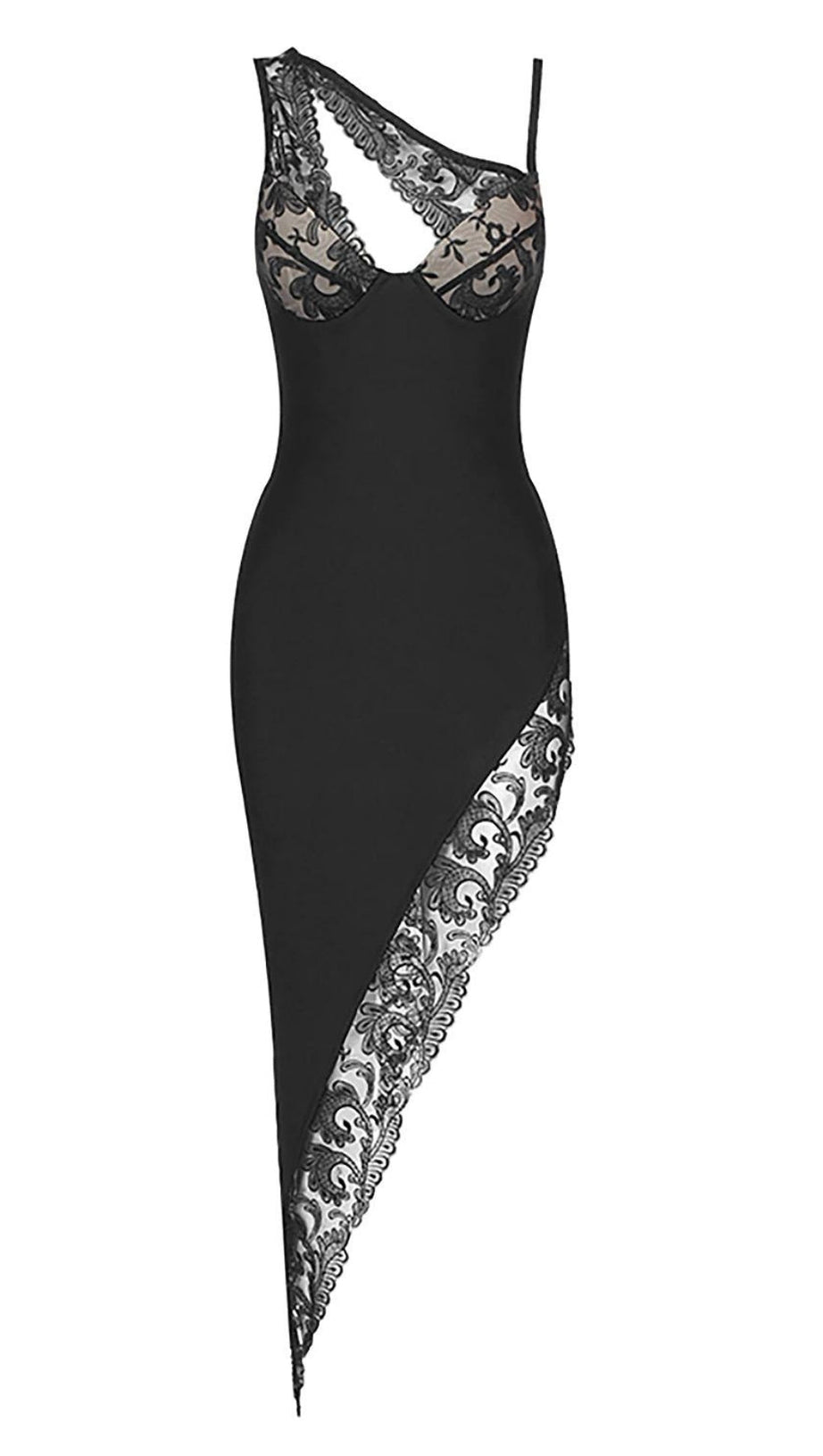 ONE SHOULDER BANDAGE DRESS IN BLACK