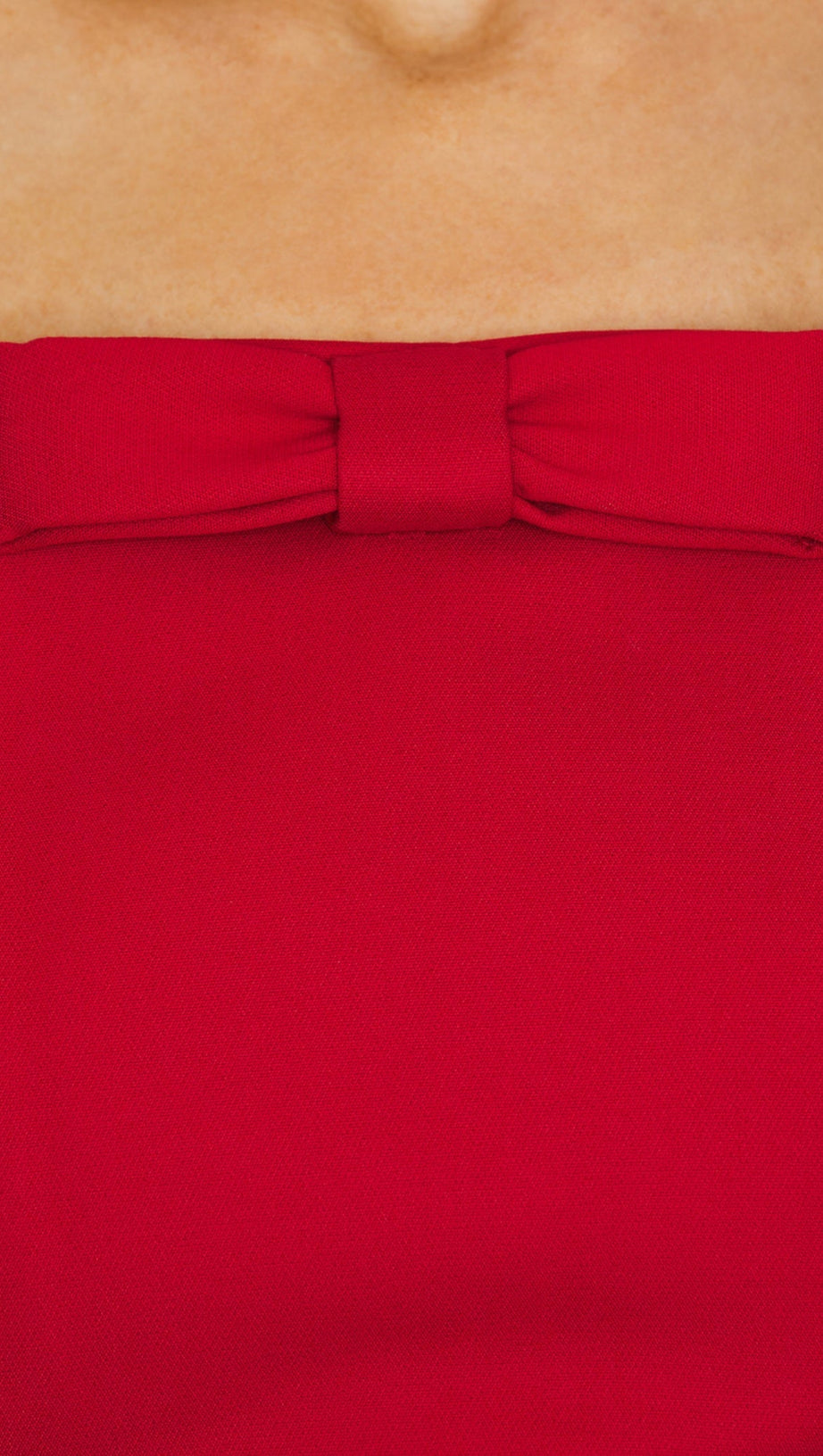 ABITO LUNGO SENZA SPALLINE CON FIOCCO AMANDA IN ROSSO