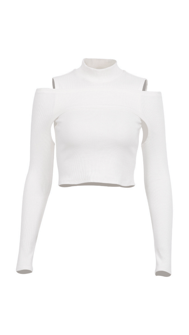 T-SHIRT TINTA UNITA CON SPALLE SCOPERTE