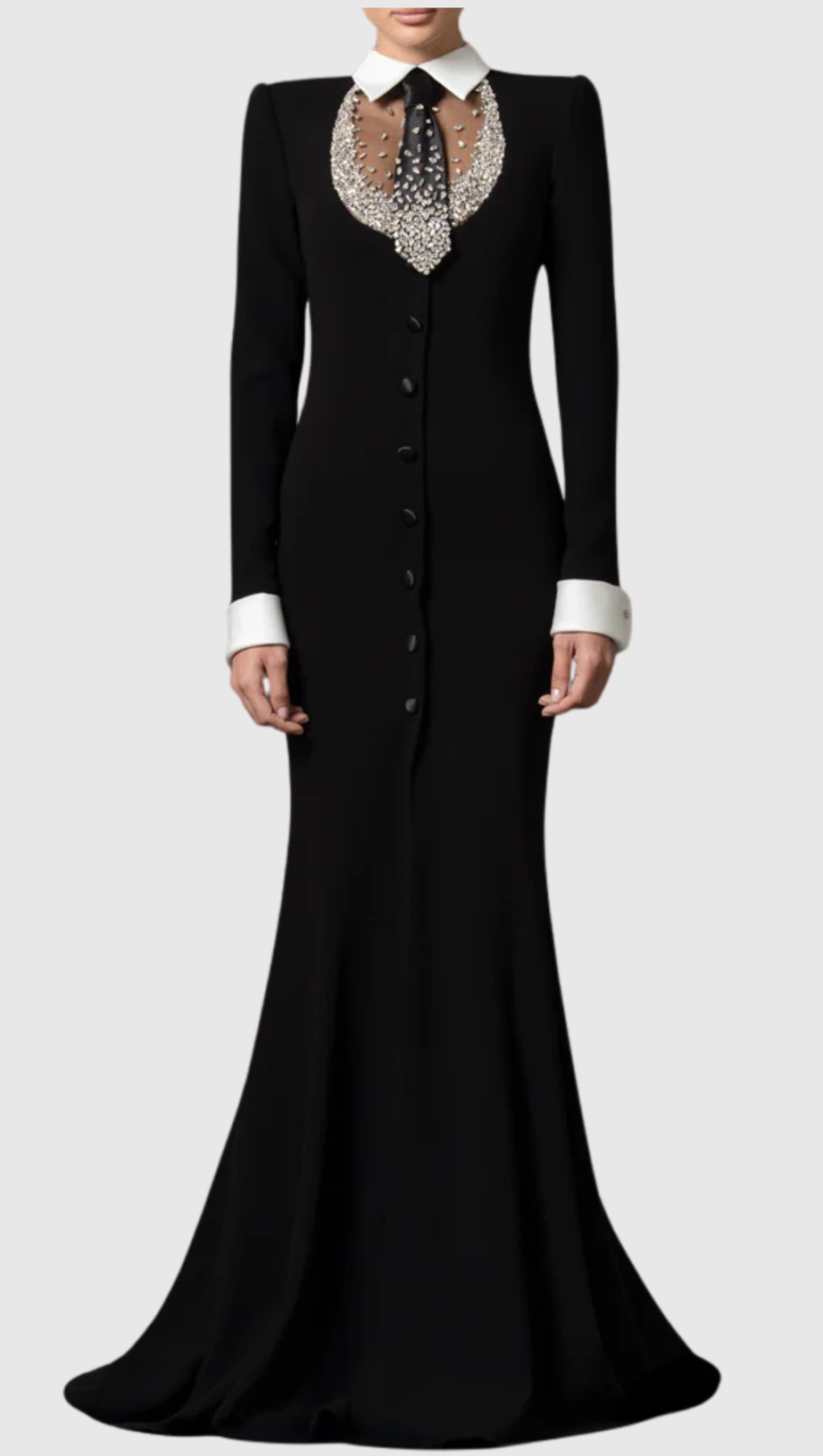 lorraine Tie Crystal Embellished Maxi Dress - black