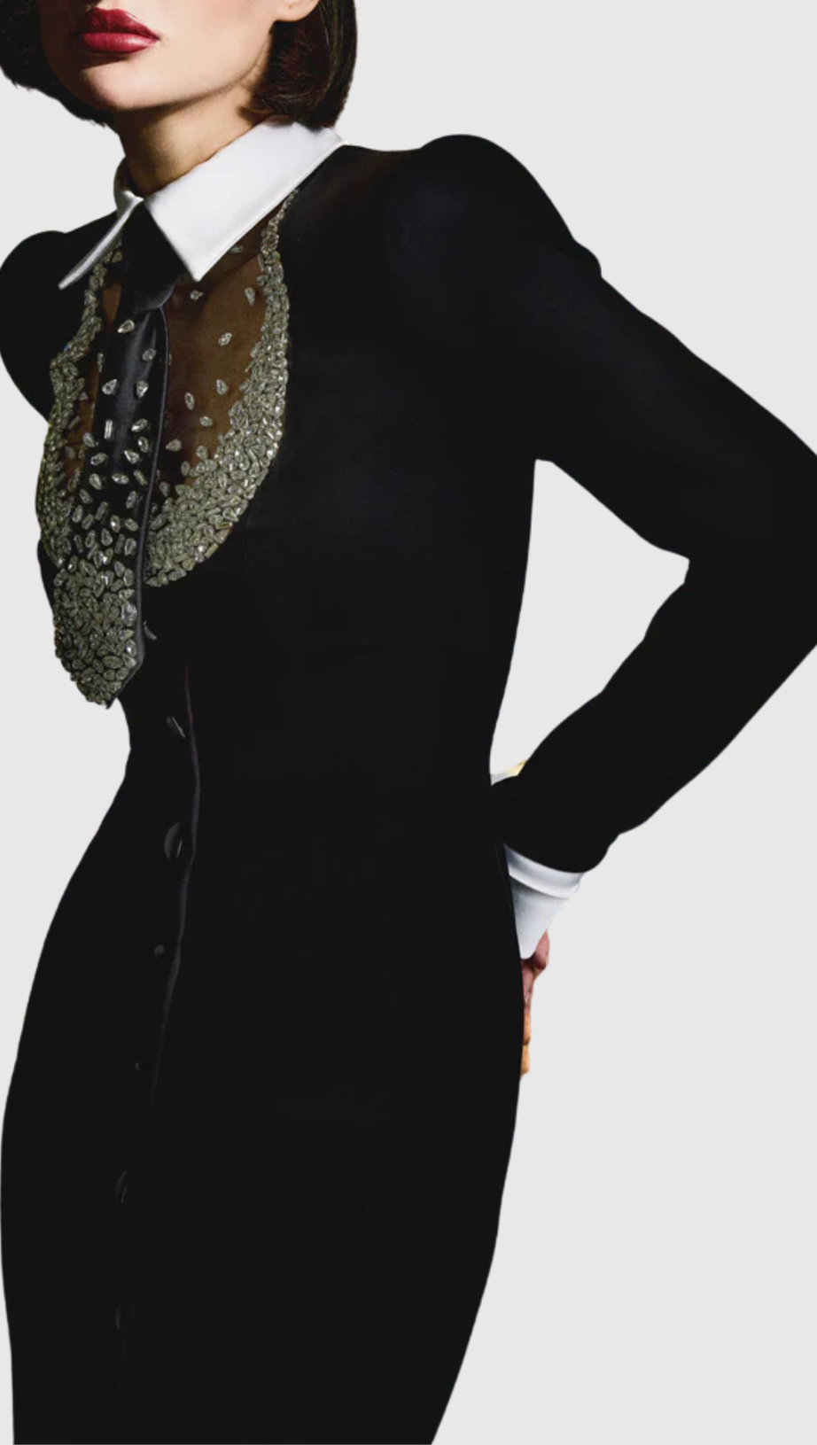 lorraine Tie Crystal Embellished Maxi Dress - black