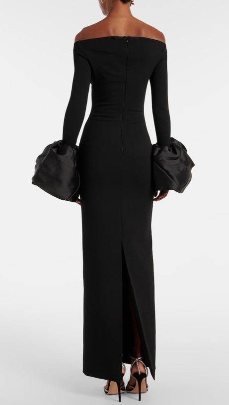 OLINDAN OFF SHOULDER MAXI DRESS IN BLACK