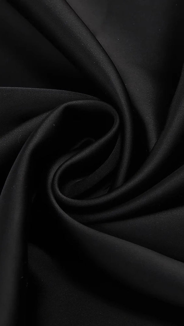 ONE SHOULDER DRAPED MAXI DRESS BLACK