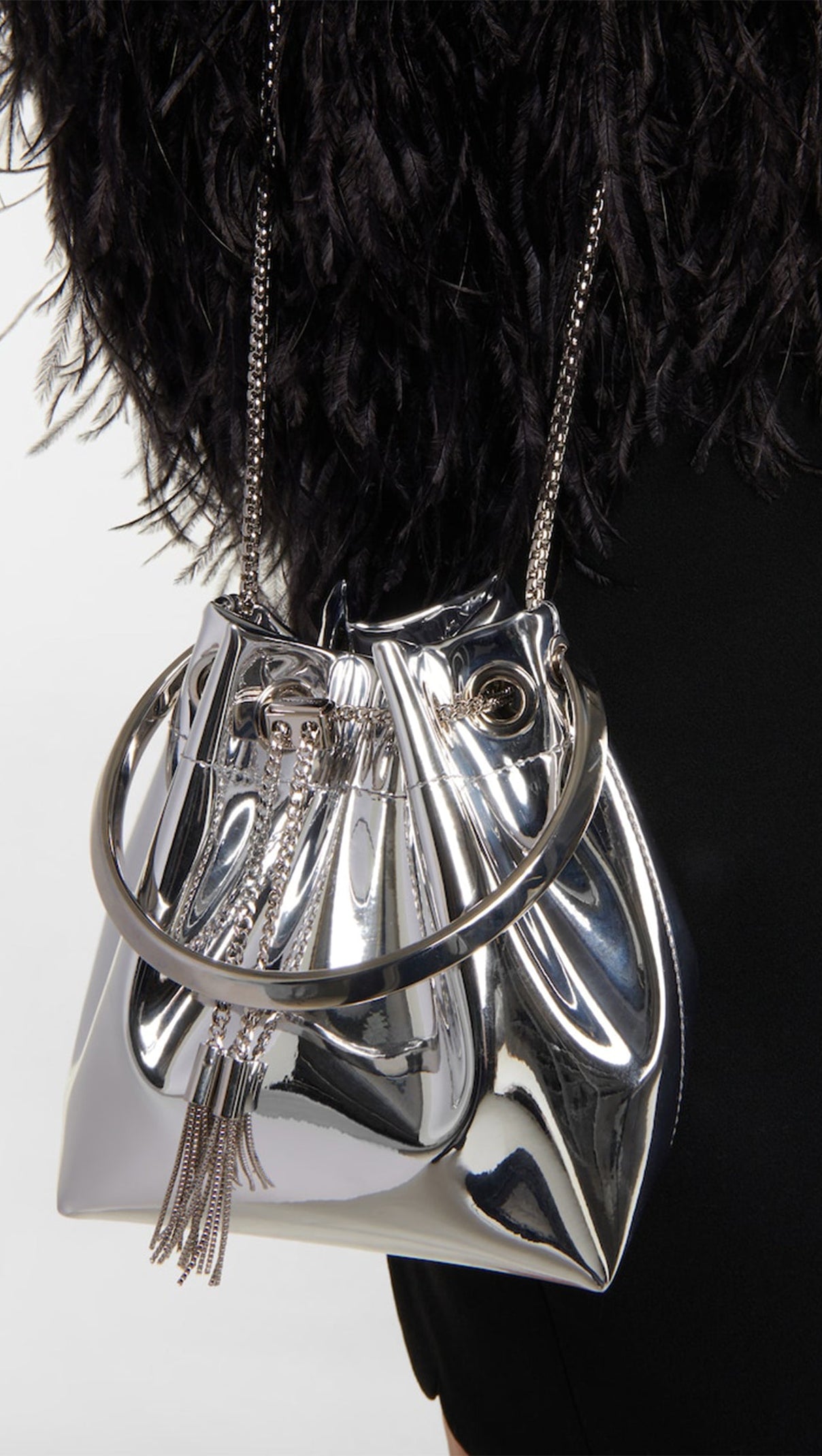 AIIZIE METALLIC ROUND HANDLES BUCKET BAG - product image