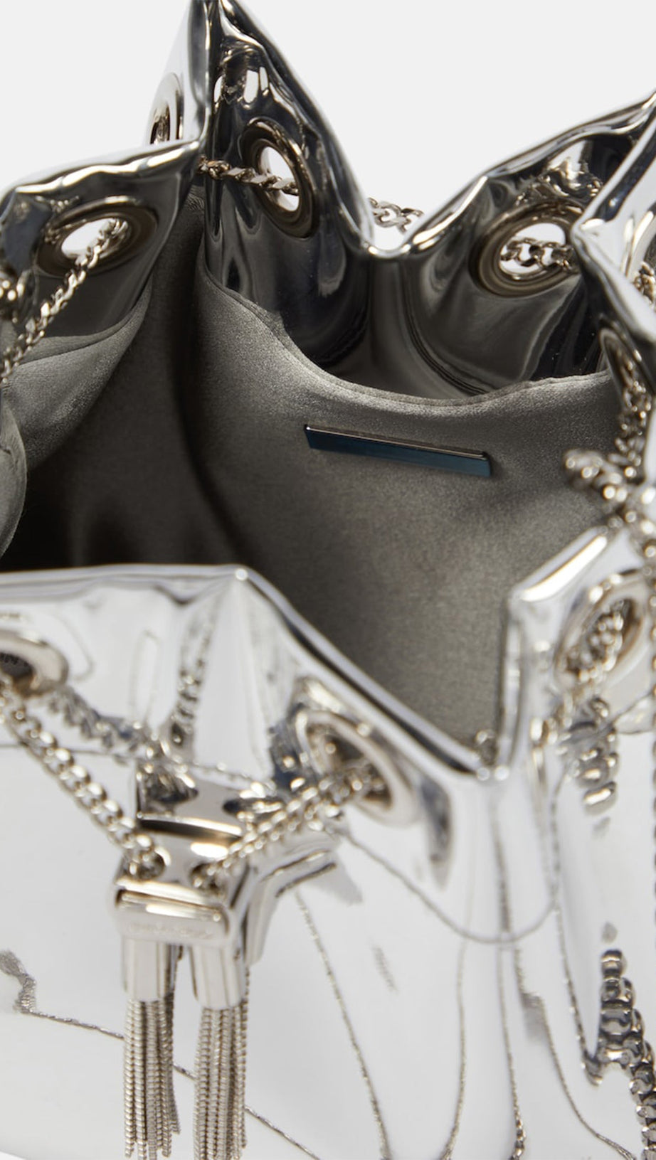 METALLIC ROUND HANDLES BUCKET BAG