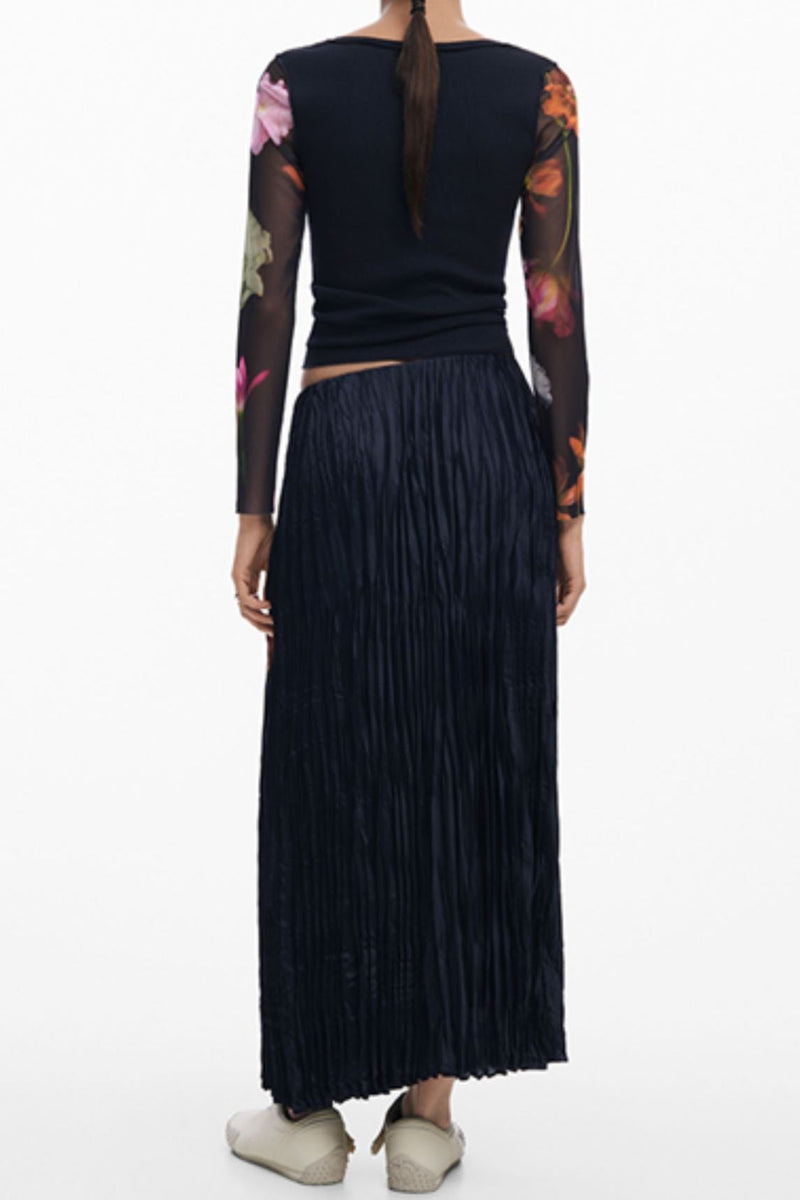 zanna print pleated skirt in black