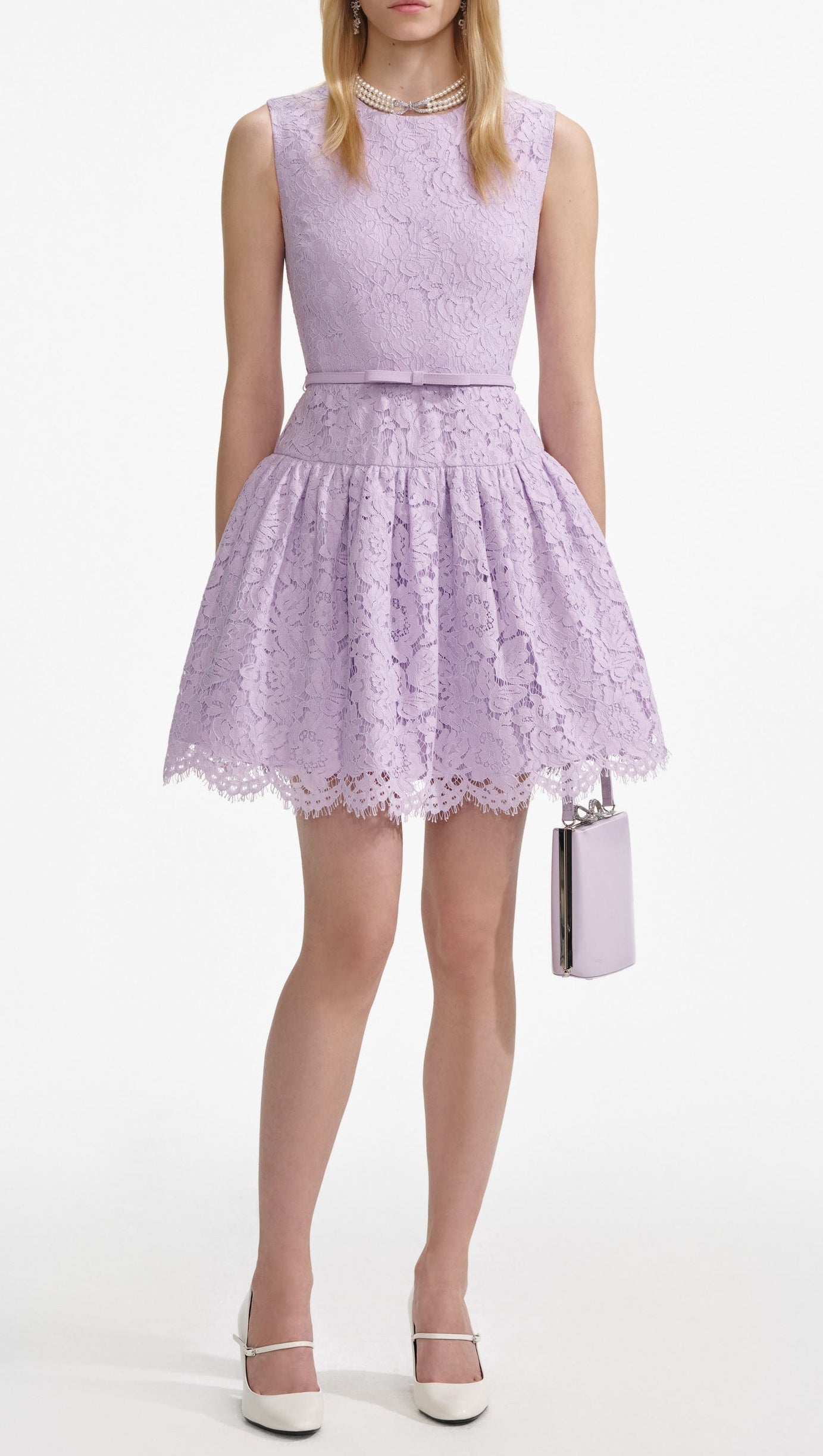 zora Lace Sleeveless Mini Dress in Lilac
