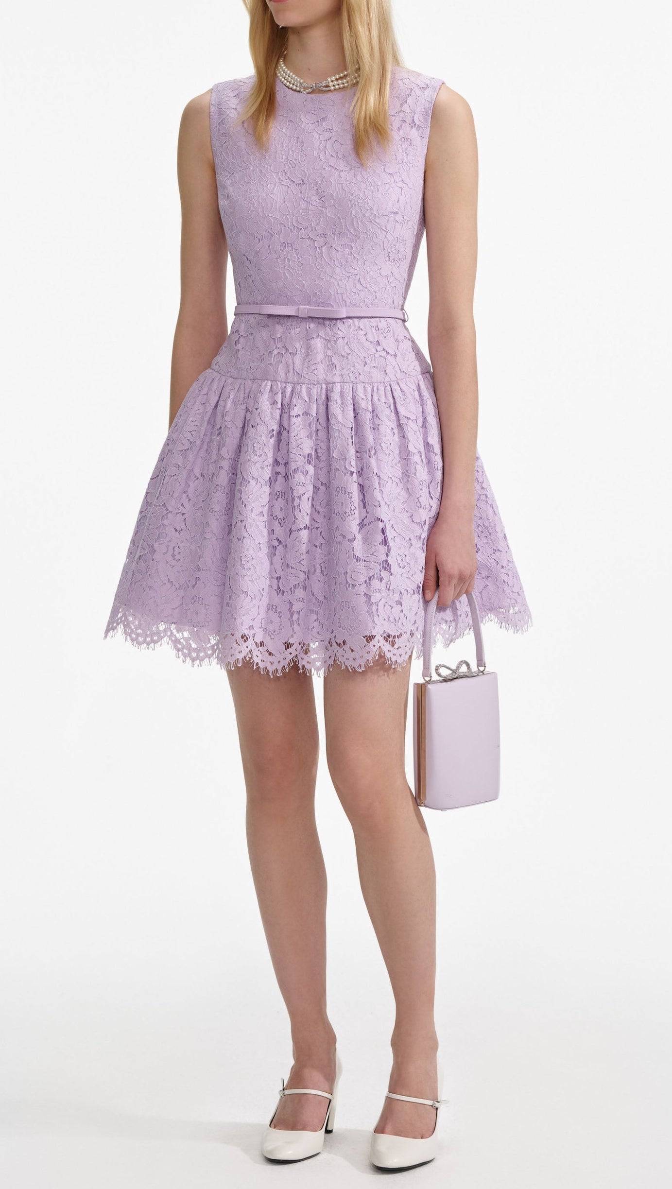 zora Lace Sleeveless Mini Dress in Lilac