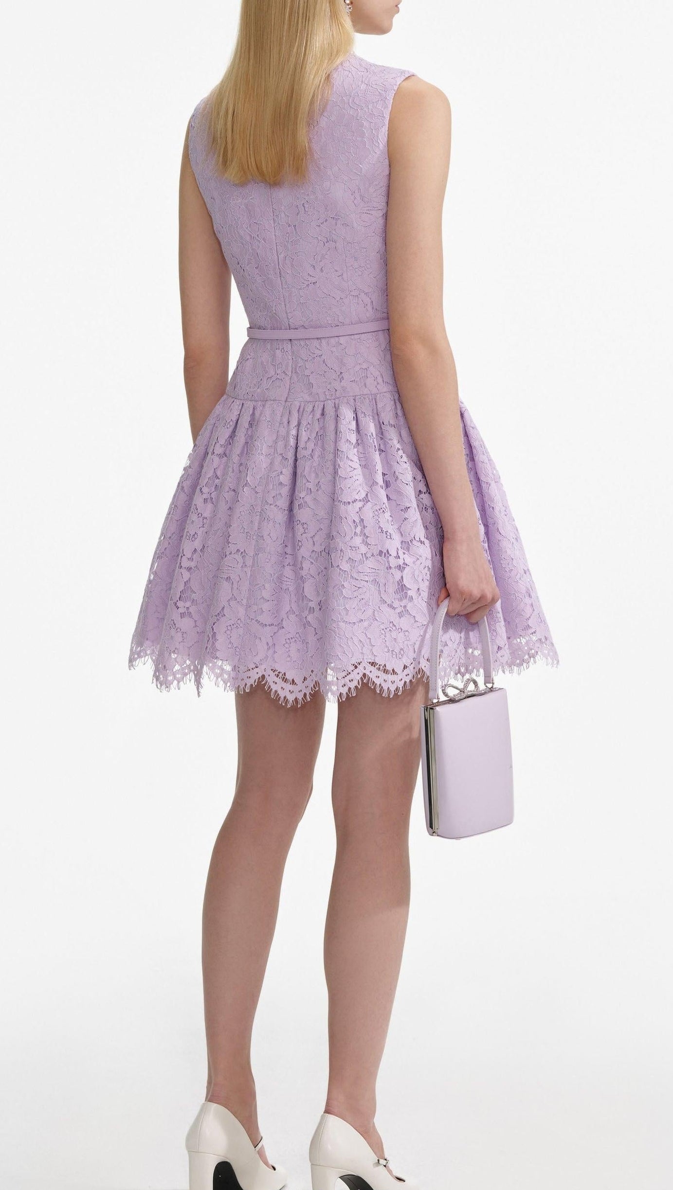 zora Lace Sleeveless Mini Dress in Lilac