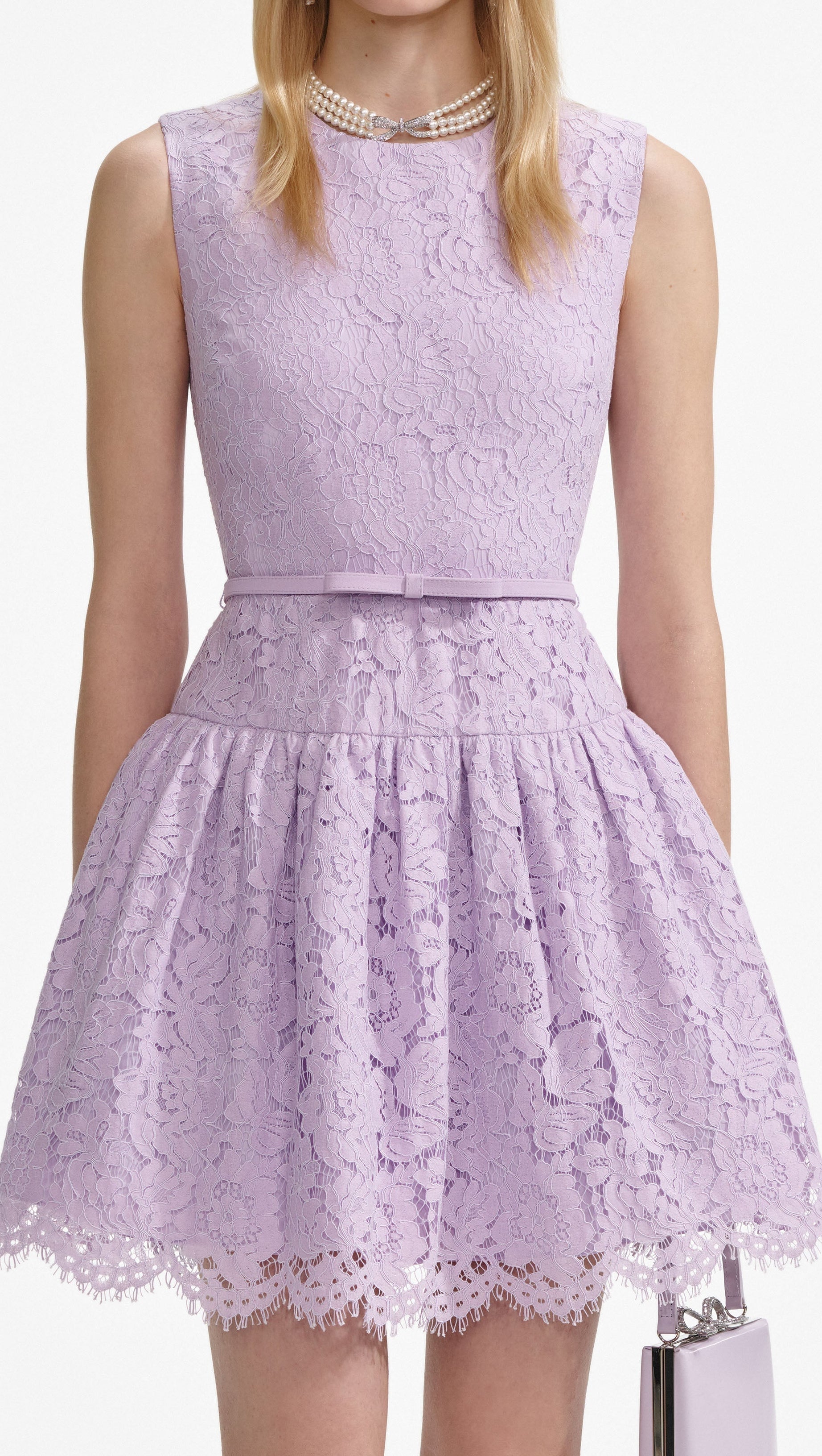 zora Lace Sleeveless Mini Dress in Lilac