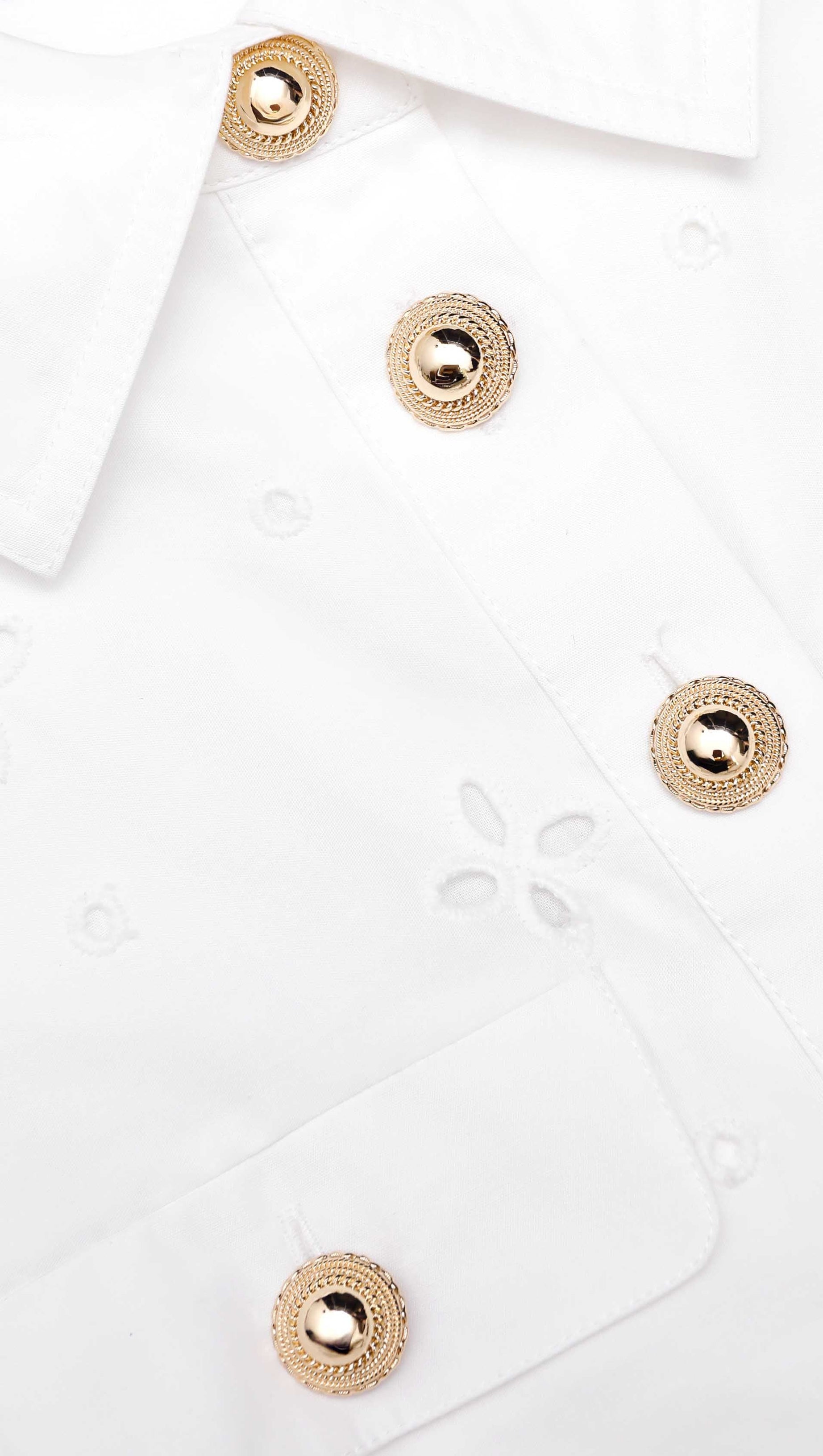 ELSIE WHITE COTTON BRODERIE COLLARED MIDI DRESS