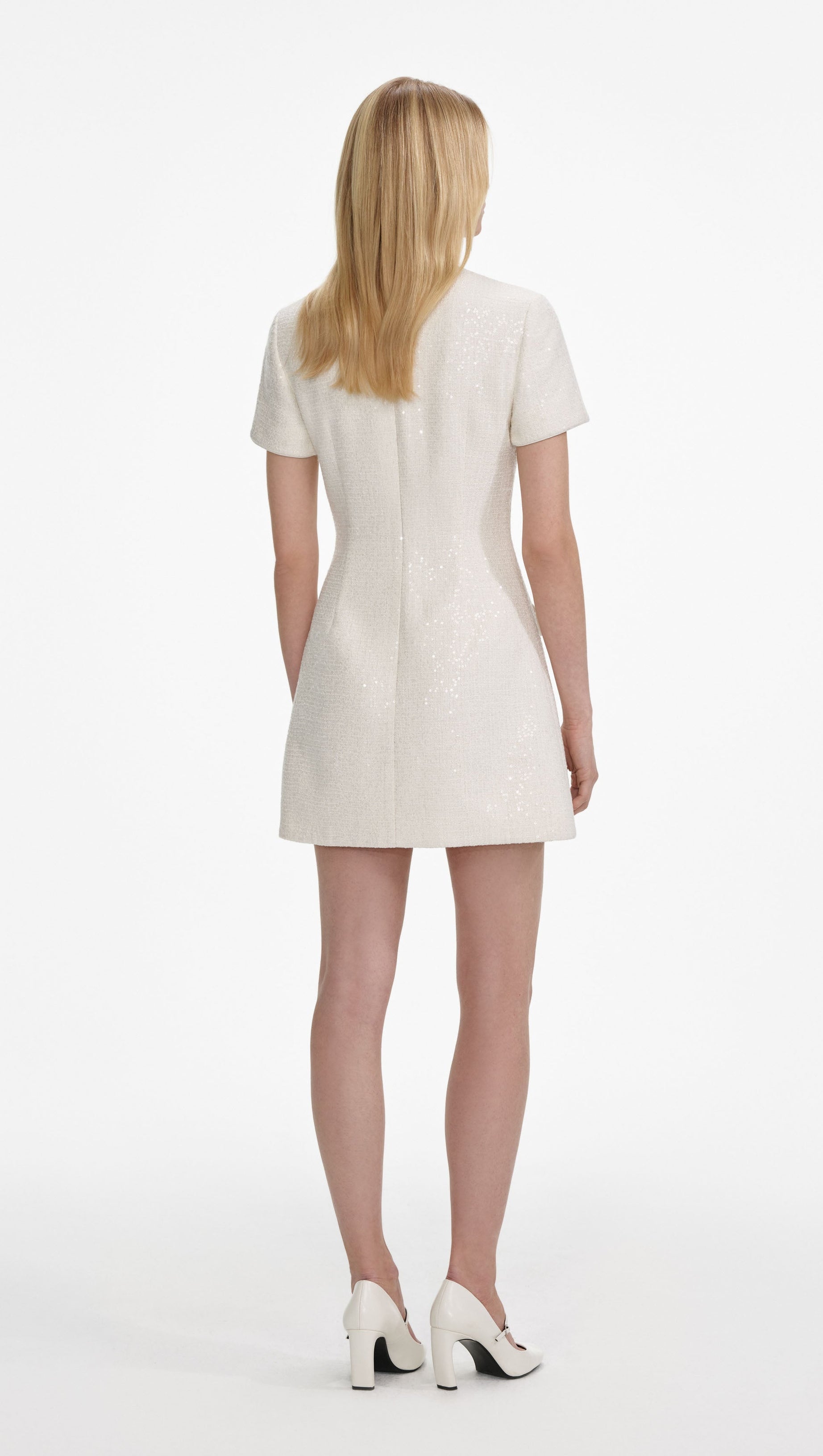DEIRDRE CREAM BOUCLE BOW MINI DRESS