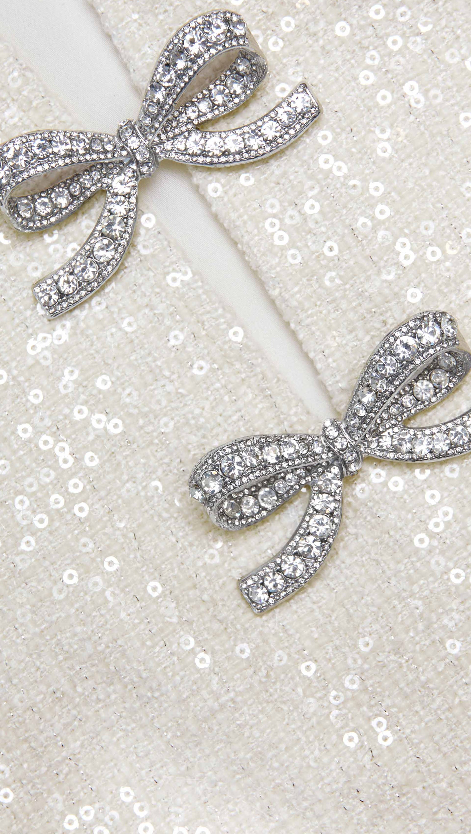 DEIRDRE CREAM BOUCLE BOW MINI DRESS