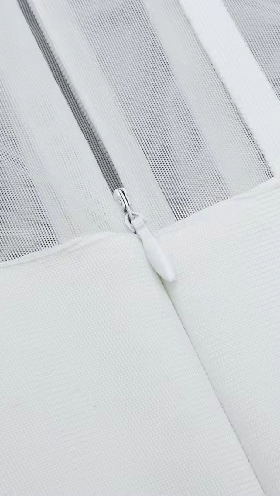 PUFF SLEEVE MESH MIDI DRESS IN WHITE