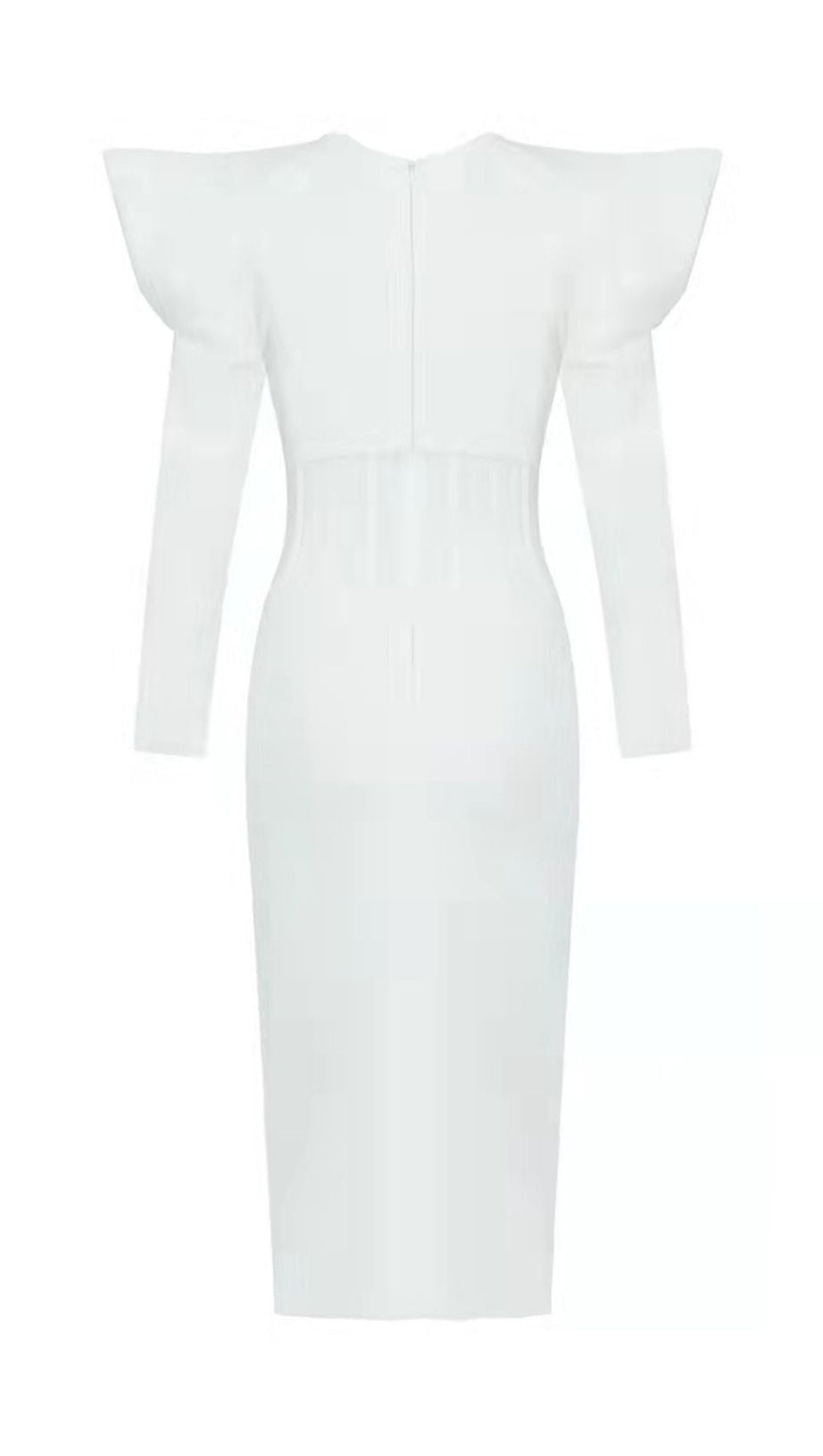 PUFF SLEEVE MESH MIDI DRESS IN WHITE