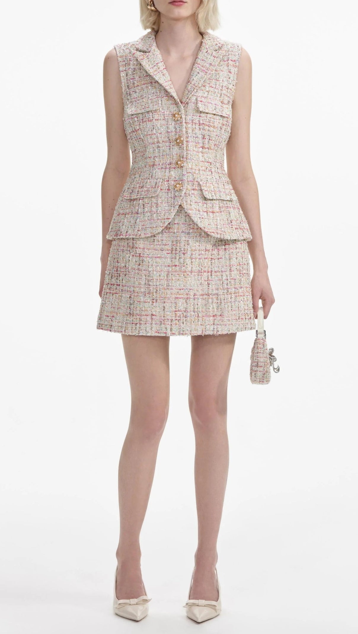 AIIZIE PASTEL BOUCLE TAILORED MINI DRESS - product image