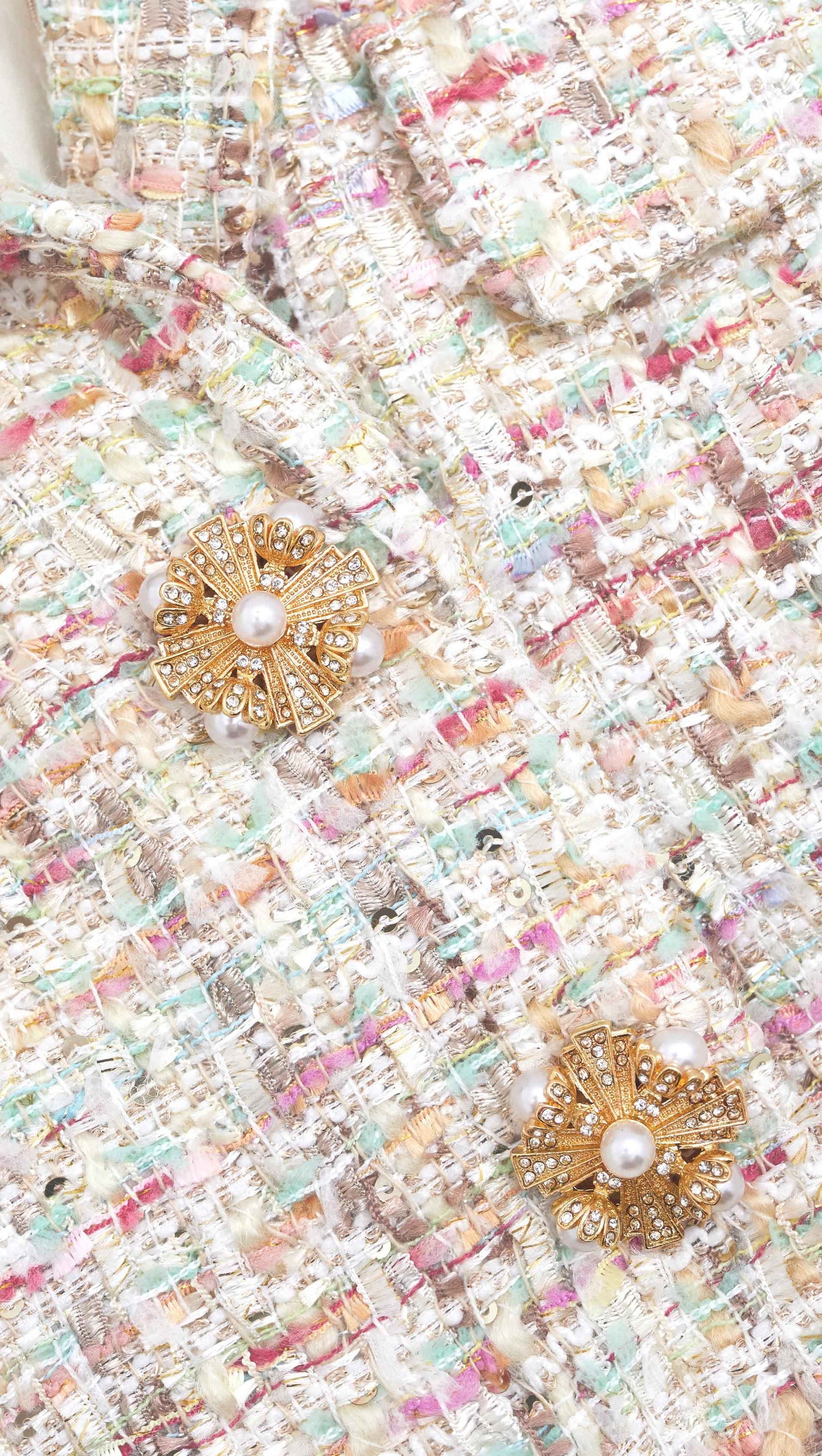 PASTEL BOUCLE TAILORED MINI DRESS