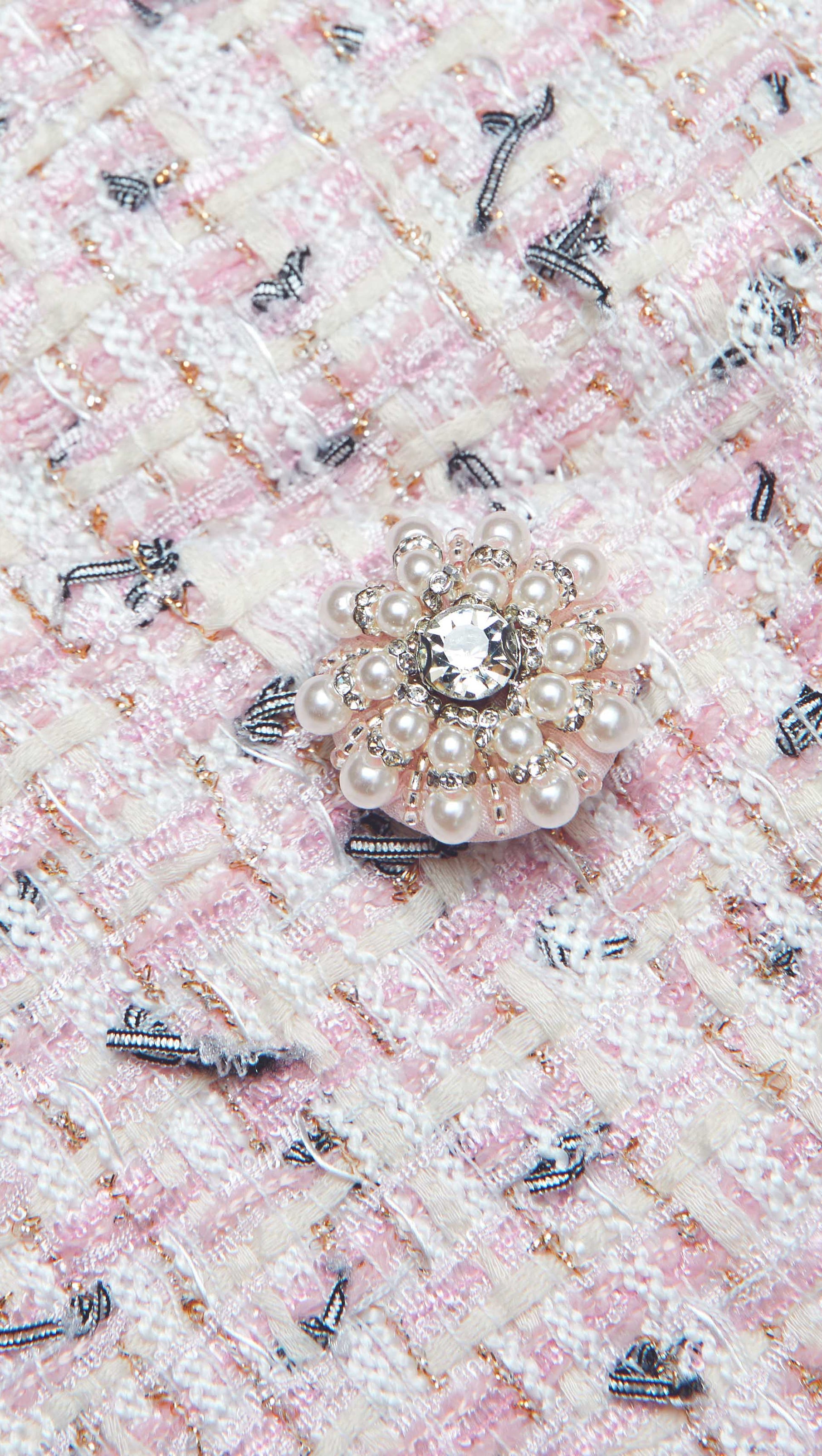 AIIZIE PINK BOUCLE PEARL MIDI DRESS - product image