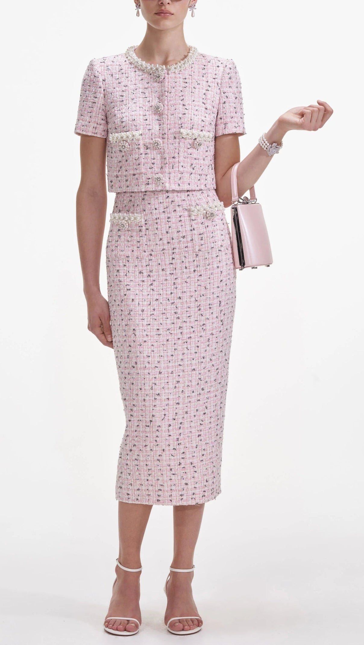 AIIZIE PINK BOUCLE PEARL TOP - product image