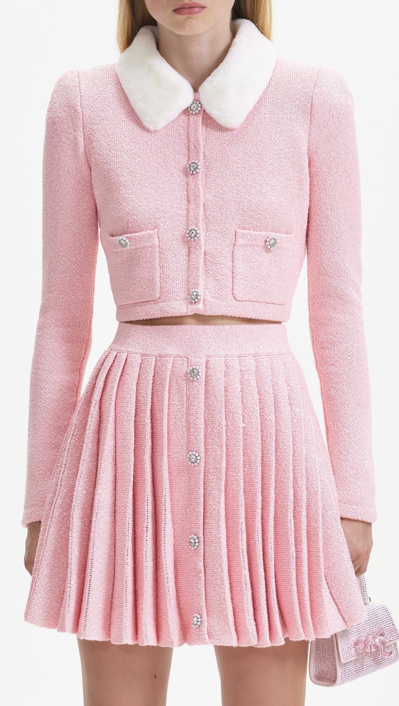 MINIGONNA IN MAGLIA PLISSETTATA ROSA 