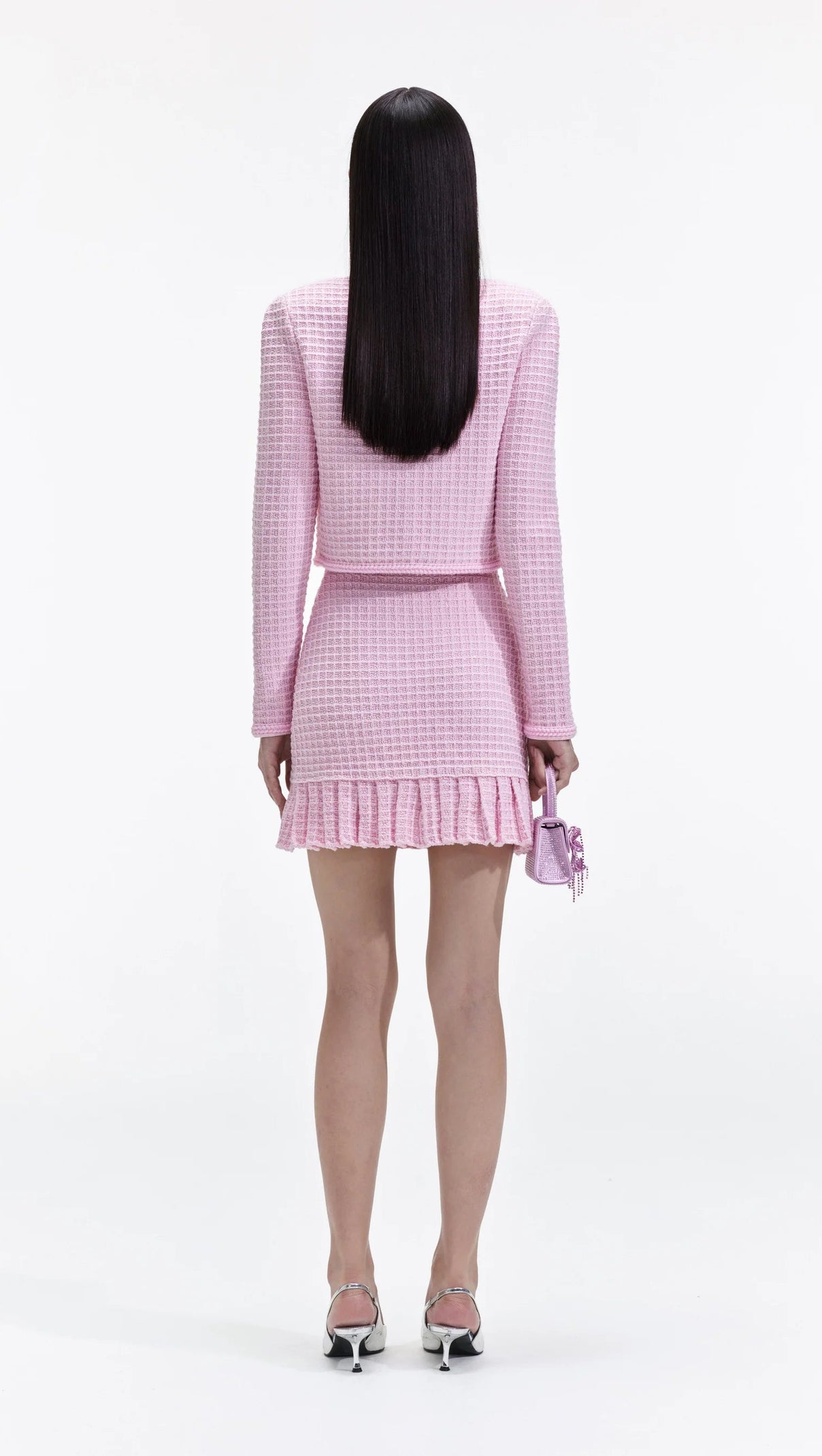 AIIZIE PINK SEQUIN TEXTURED KNIT JACKET - product image
