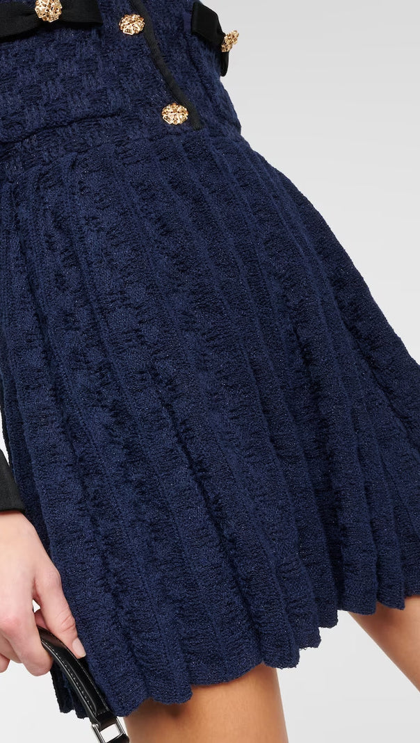AIIZIE NAVY WEAVE KNIT MINI DRESS - product image