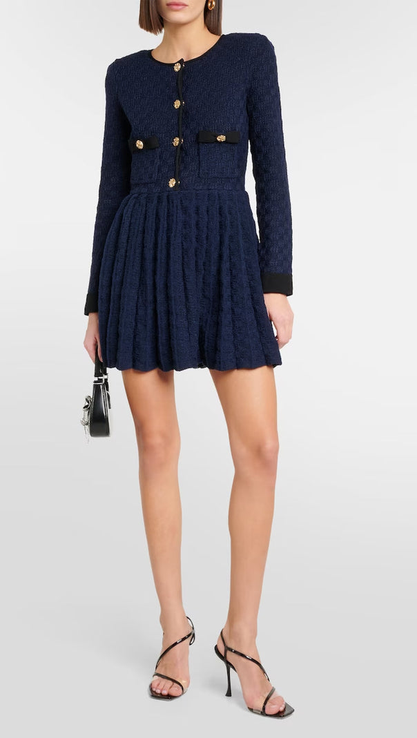 AIIZIE NAVY WEAVE KNIT MINI DRESS - product image