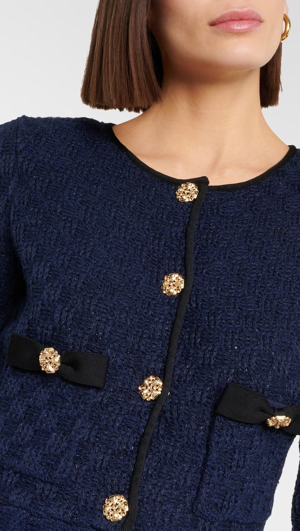AIIZIE NAVY WEAVE KNIT MINI DRESS - product image