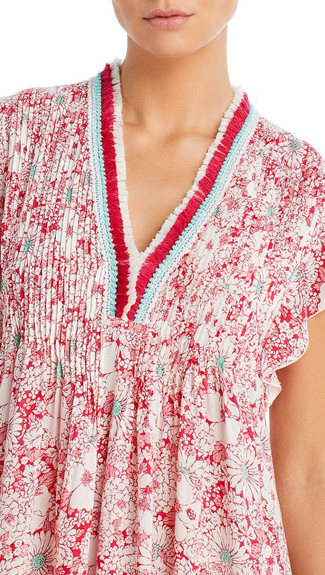 SASHA V NECK PRINTED MINI DRESS