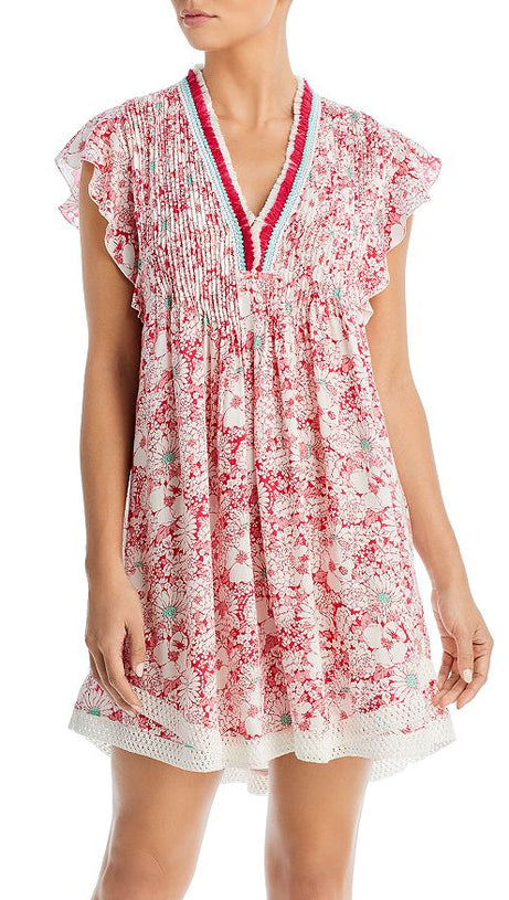 SASHA V NECK PRINTED MINI DRESS