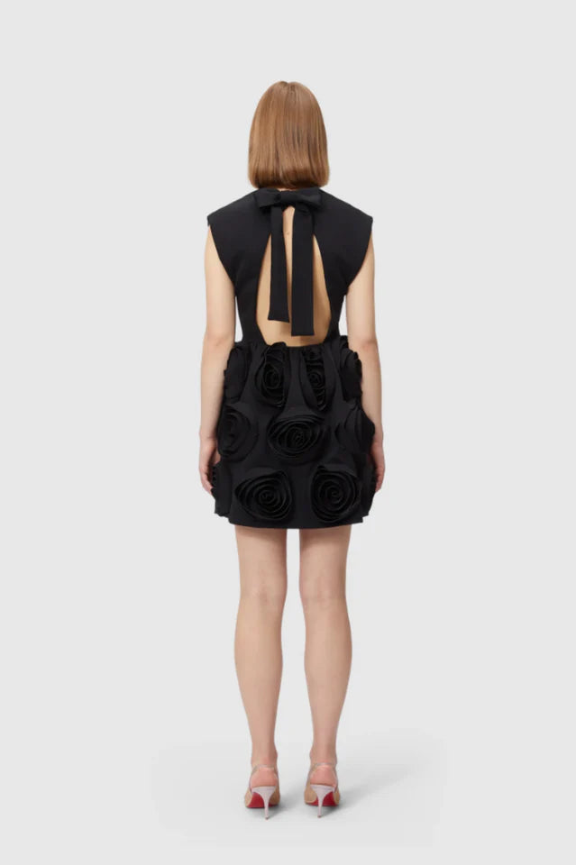 AIIZIE XAVIERA ROSE APPLIQUE MINI DRESS IN BLACK - product image
